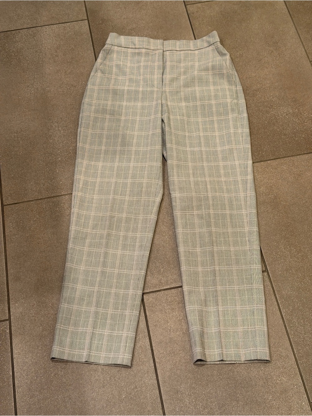 Express Editor Straight Ankle Super High-rise Gray Plaid Dress Pants Size 2R